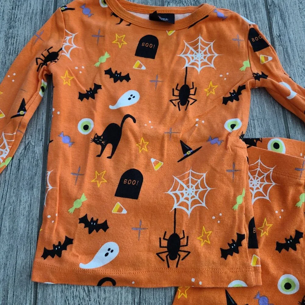 Hyde and EEK! Boutique Kids Halloween Pajama Set – Size 4 – Orange Spooky Print